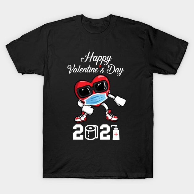 Dabbing Heart In A Mask Happy Valentines Day 2021 men women T-Shirt by Saymen Design